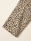 Casual khaki leopard print half placket shirt retro roll sleeves daily work clothingeasiest for match women's clothing 1688 supply