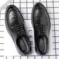 Men's leather shoes - new spring/autumn collection: textured leather, business casual, british style, korean design, perfect for work, groom, and weddings