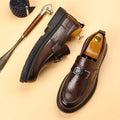 Men's leather shoes: new trendy fashion business shoes, thick-soled, wear-resistant, slip-on loafers, casual moccasins