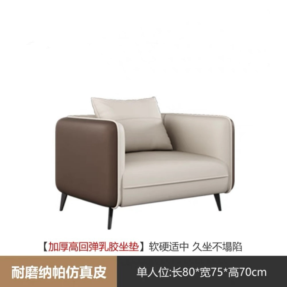 Business reception area, meeting & negotiation zone, executive office: genuine leather office sofa & coffee table set with latex cushion accessories