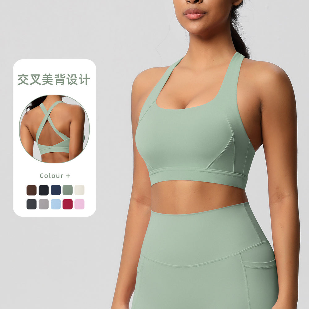 Cloud-feel compression yoga tank top - shockproof, high-impact sports bra for pilates, running, and outdoor fitness
