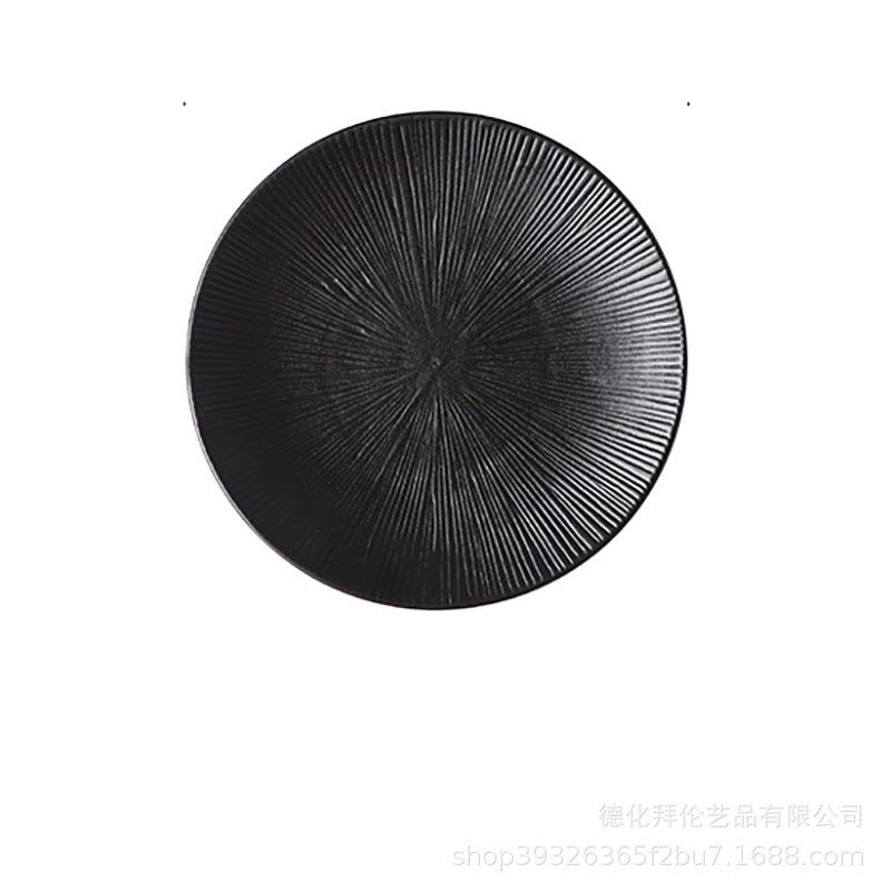 Black striped steak plate - household western dinner plate, pasta plate, japanese ceramic dinnerware plate, creative dish plate - wholesale