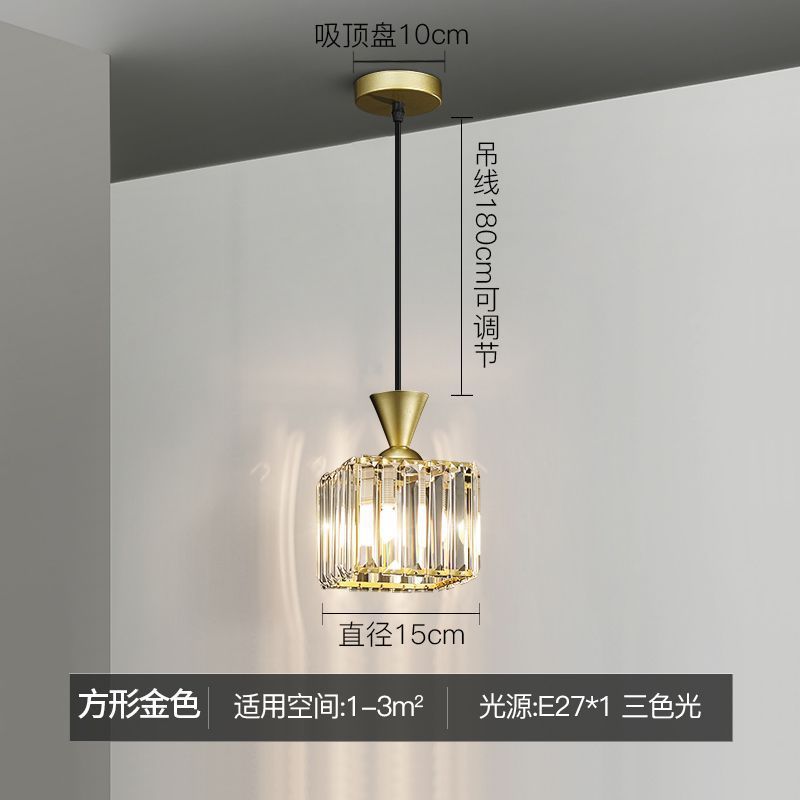 Modern minimalist bedroom bedside pendant light, simple bar counter entryway lighting, single-head suspension crystal chandelier