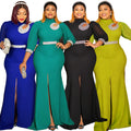Fashion cross-border export fashion women's sexy slit long skirt african  plus sizehigh waistdress