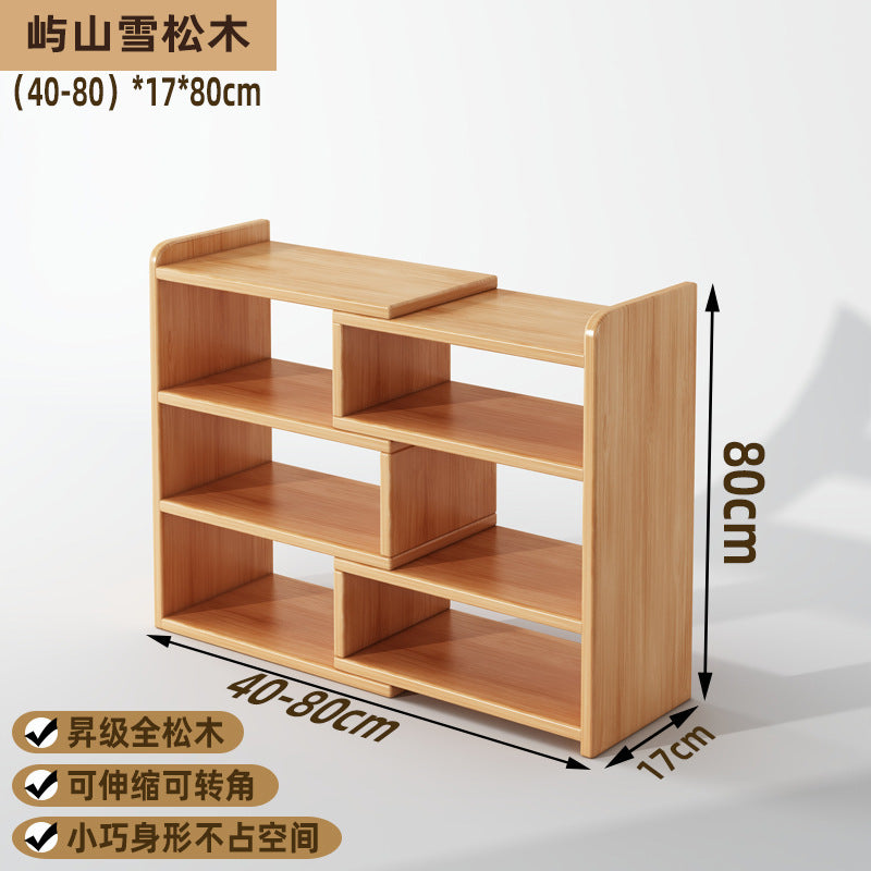 Solid wood bookshelf Desktop shelf Children's desk Storage rack Household desk Small bookcase Office storage cabinet