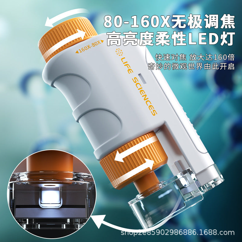 Kids' portable 3-in-1 microscope: student outdoor optical imaging science experiment toy - portable & educational