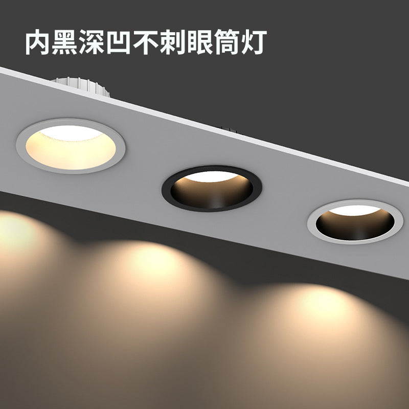Light luxury without main lamp lighting narrow side downlight embedded deep anti-glare living room home spotlight hole light three-color dimming