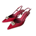 Spain 2025 summer new women's pointed-toe stiletto heel open-back sandals, single strap closed-toe sandals, versatile high heels for women
