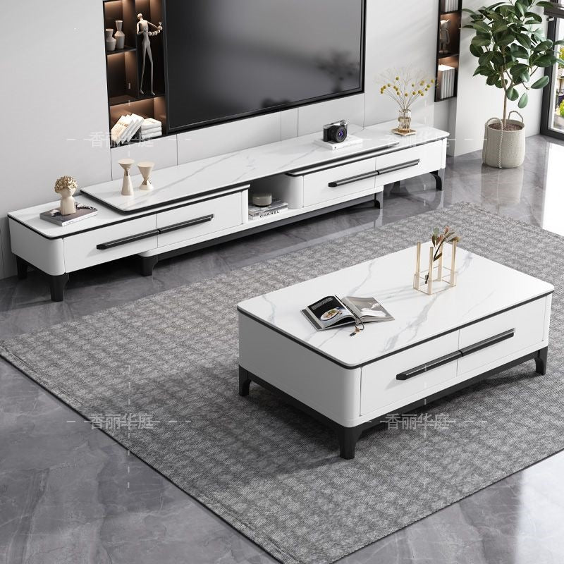 Rock slab coffee table tv cabinet combination suitfor home living room new arrival small apartment simple marble storage cabinet