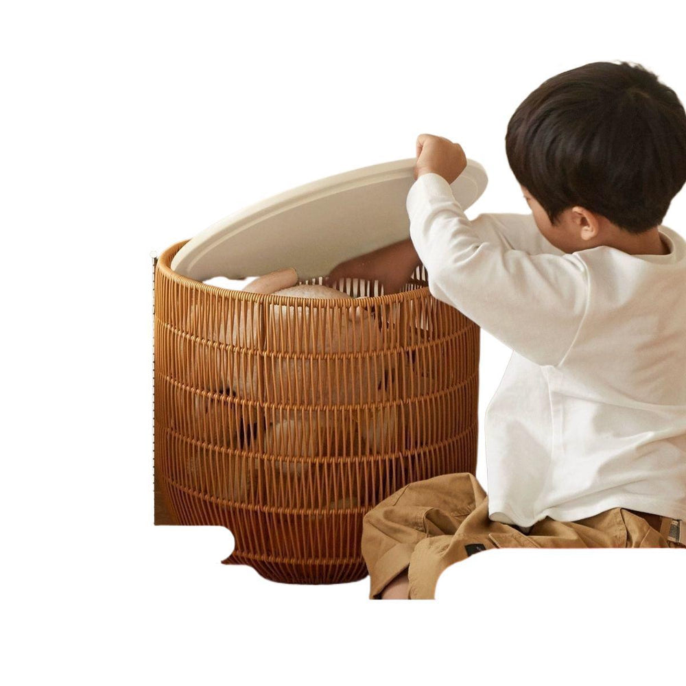 Genji muyu x visha solid wood kids bedside table casual round storage basket japanese style small apartment bedside table