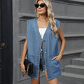 European and american cross-border e-commerce women's summer new arrivals:   washed denim vest, tank top, and sleeveless top