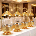 Luxury stainless steel gold buffet warming tableware, hotel restaurant commercial buffet stove - in stock