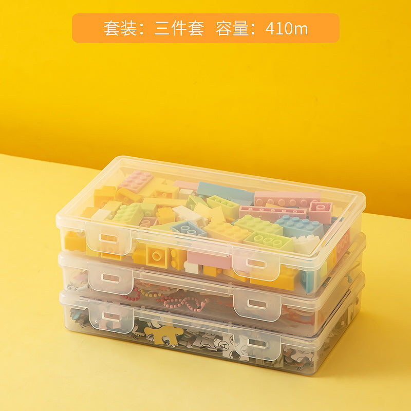 Transparent building block storage box Large capacity drawer Desktop Lego storage box with lid Plastic children's toy storage box