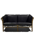 Leather upholstered designer solid wood b&b living room saddle leather chair wabi-sabi style sofa frameless b&b commercial