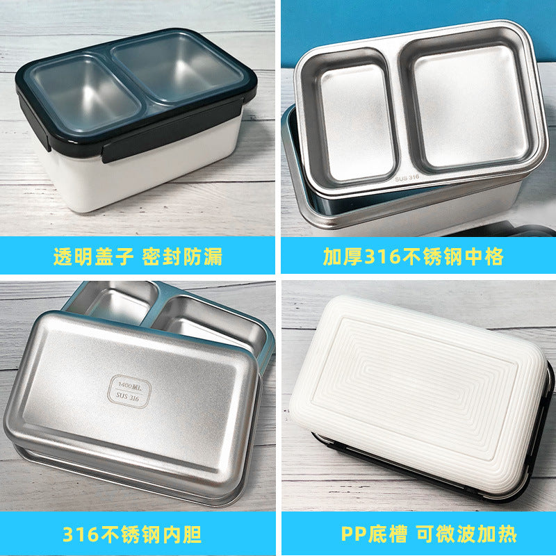 316 stainless steel lunch box - double layer insulated, airtight bento box for food, fruit, and refrigerator storage - rectangular meal container
