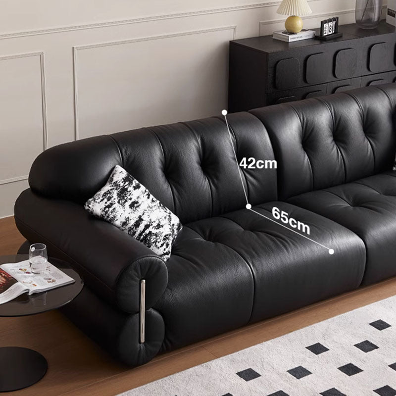 Frenchretro genuine leather sofa medieval living room straight row high-foot brown sugar cloud sofa scandinaviancasual buckle sofa