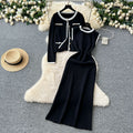 Xiaoxiangfengtwo-piece set women's fall and winterclassyeasiest for match round neck knittingcardiganoutwear + sleeveless vest dress