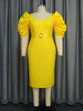 Am040501stylishv neck pleated sleeve backless dress party dinner lacehigh waist skirt dress