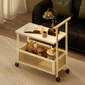 Classy medieval style coffee table sofa side table movable coffee table small push side table tea side table living room solid wood trolley