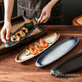 Japanese creative large long sushi plate oval plate sushi sashimi plate day-shaped plate restaurant wine business plate