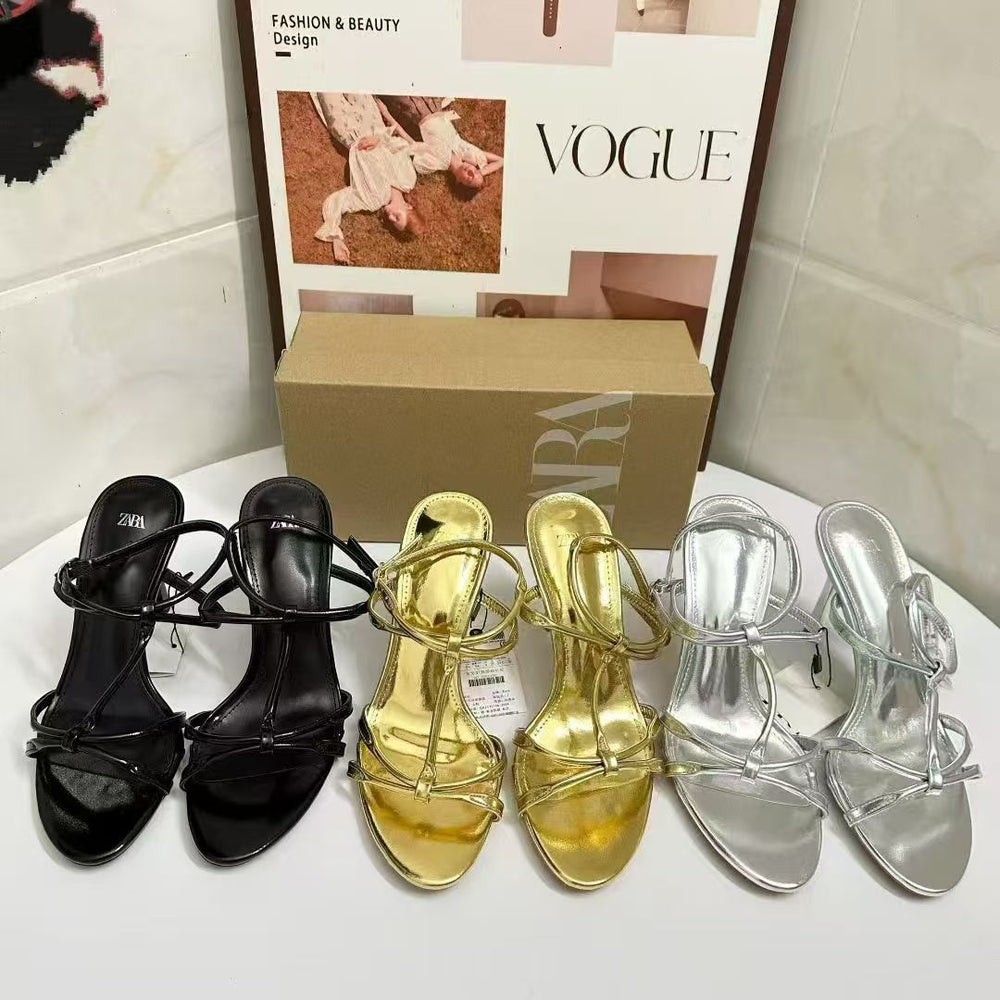 Za2025 autumn new bowknot open-toe high heel sandals - french chic, versatile sandals for women