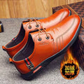 Men's spring/autumn new collection: fleece-lined business casual leather shoes, soft leather insole, soft sole cotton shoes, middle-aged dad shoes