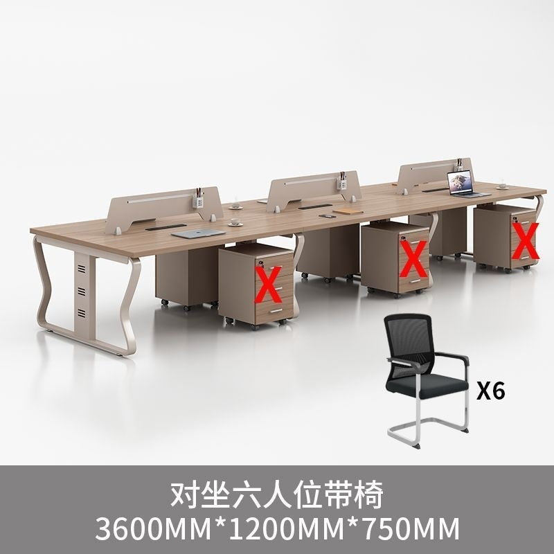 Computer desk and chair set - modern minimalist conference table for meetings, partitioned multi-person office desk for employees