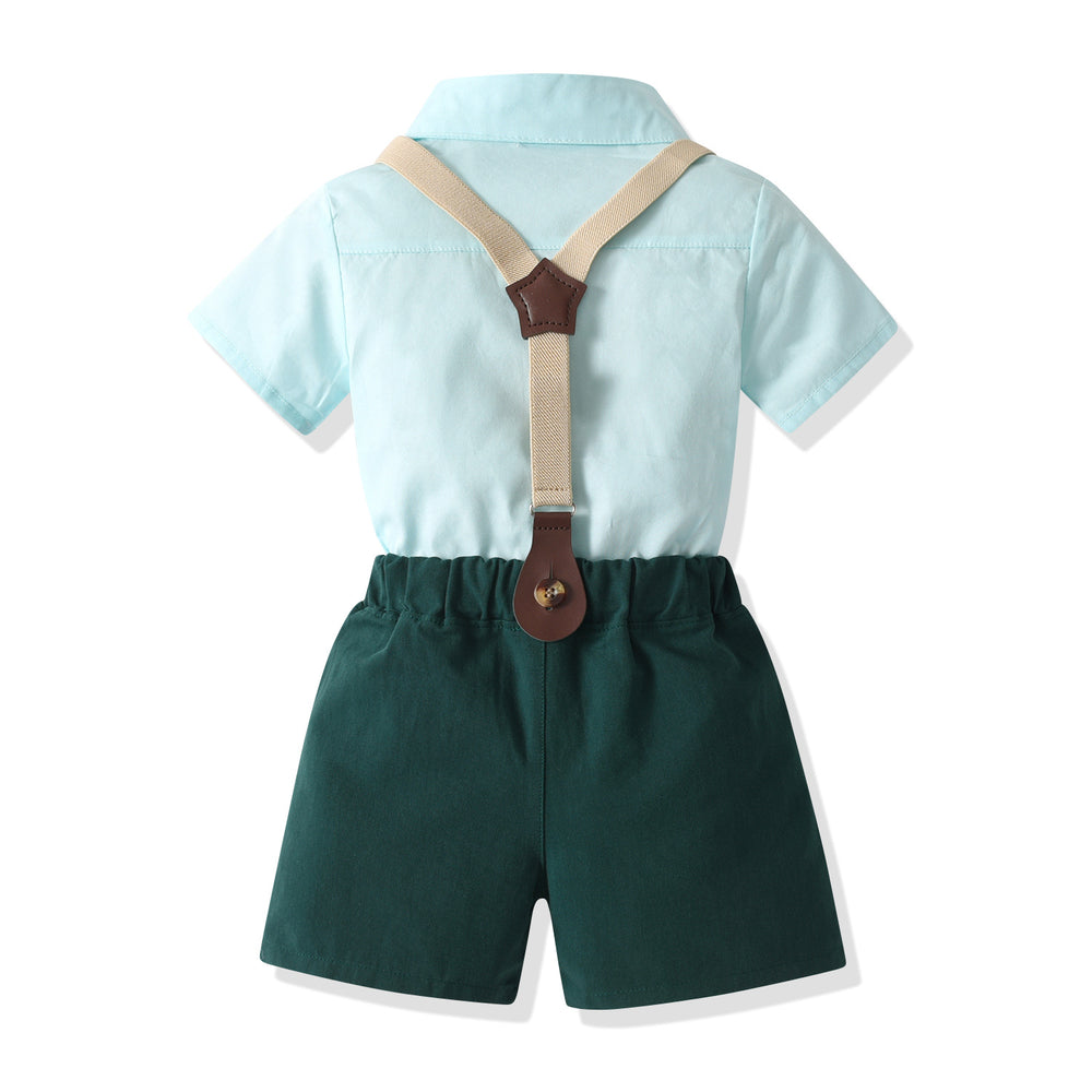 K-style children's clothing boys summer suit new arrivalkids clothing baby summer short-sleeved shirt overalls first birthday dress