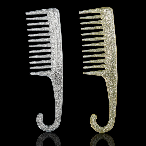 Pearlescent plastic big knife massage comb wide tooth comb hook comb hair comb plastic comb modeling comb curved hook big tooth flat comb