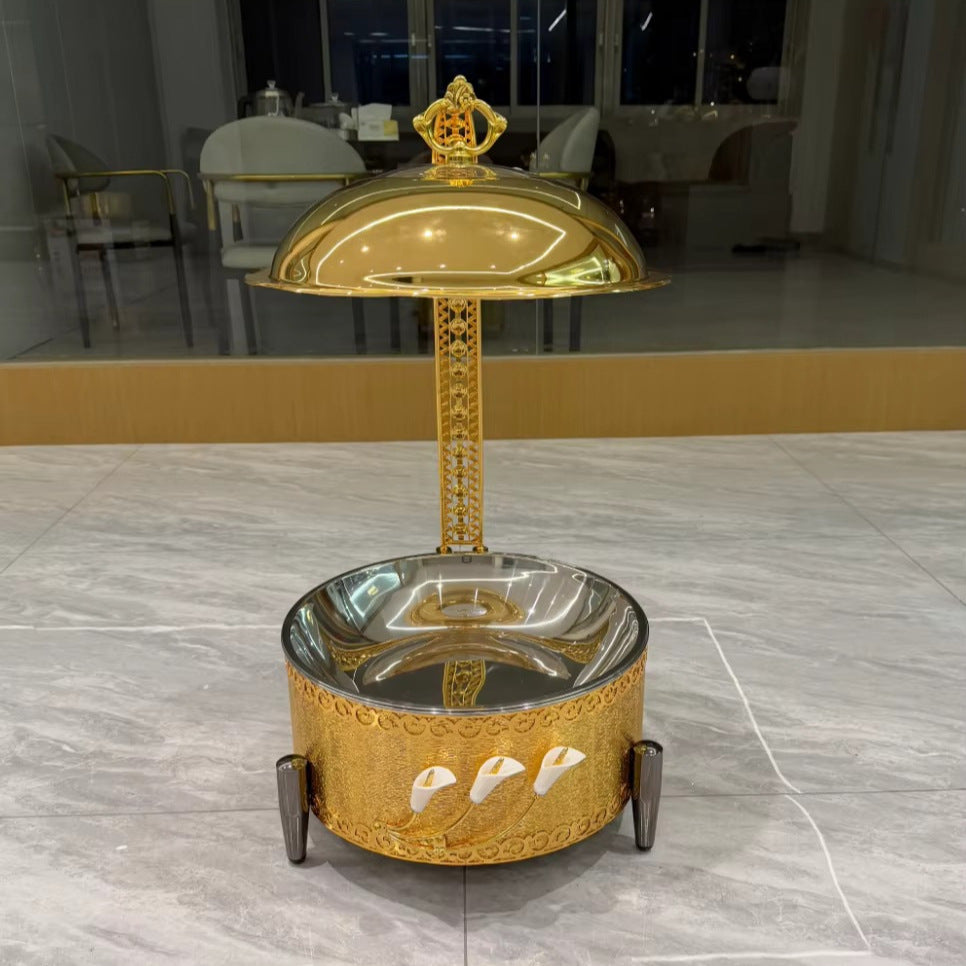 Wedding hotel stainless steel gold 8l fuel heater buffet catering insulation heater banquet catering hanging cover type
