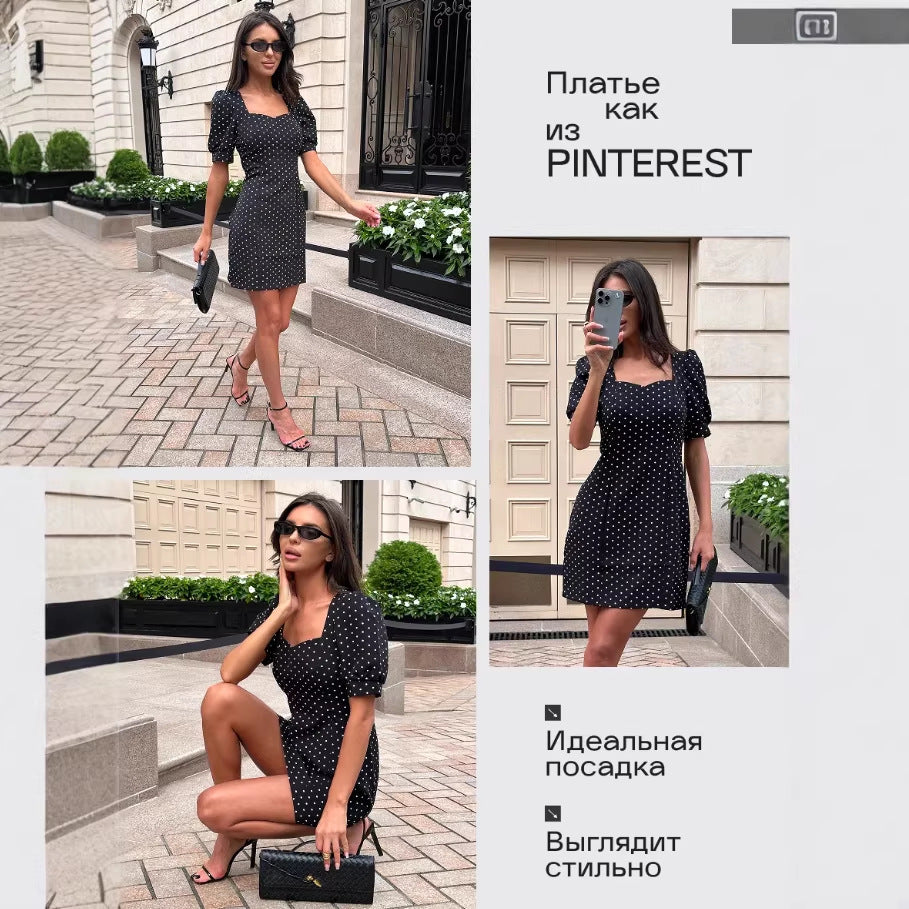 European and american wholesale:  autumn new women's elegant bowknot polka dot dress