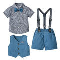 Export children's clothing boys suitnew arrival floral shirt vest overalls kids gentleman dress children's day costume