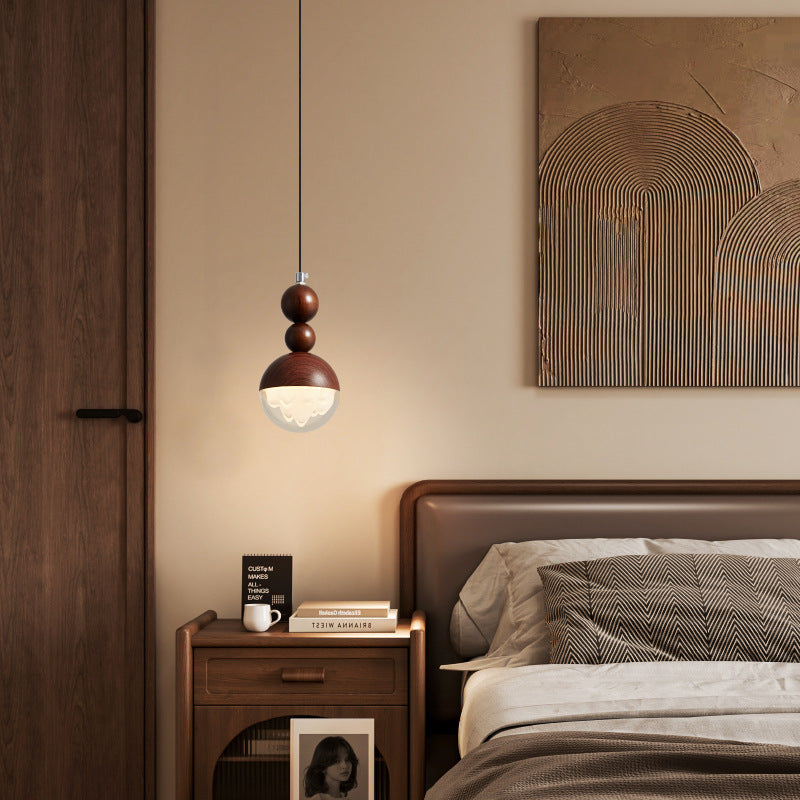[Strict selection] Bedside small chandelier New Chinese-style medieval homestay bar chandelier wabi sandy wind walnut pattern lamp