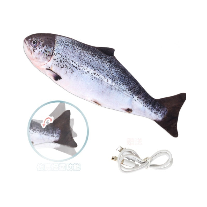 【half price clearance】trending simulated fish electric wobbling fish jumping fish usb rechargeable carp pet cat toy