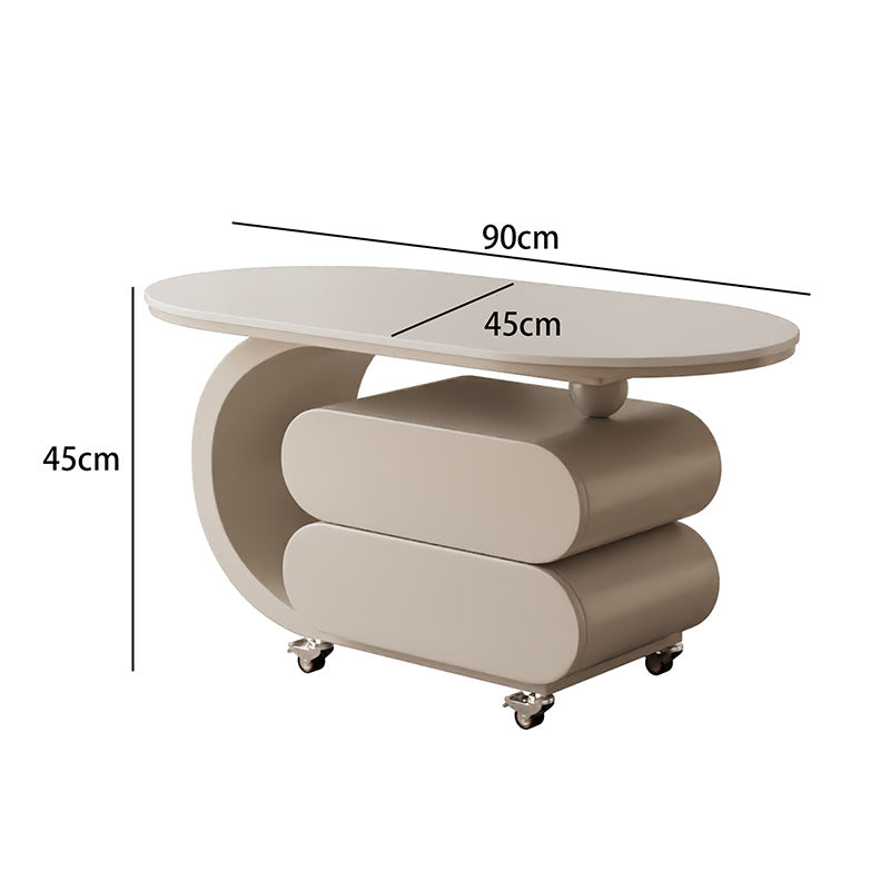 Luxury italian rock slab mobile coffee table - modern minimalist creative coffee table for small apartments and living rooms