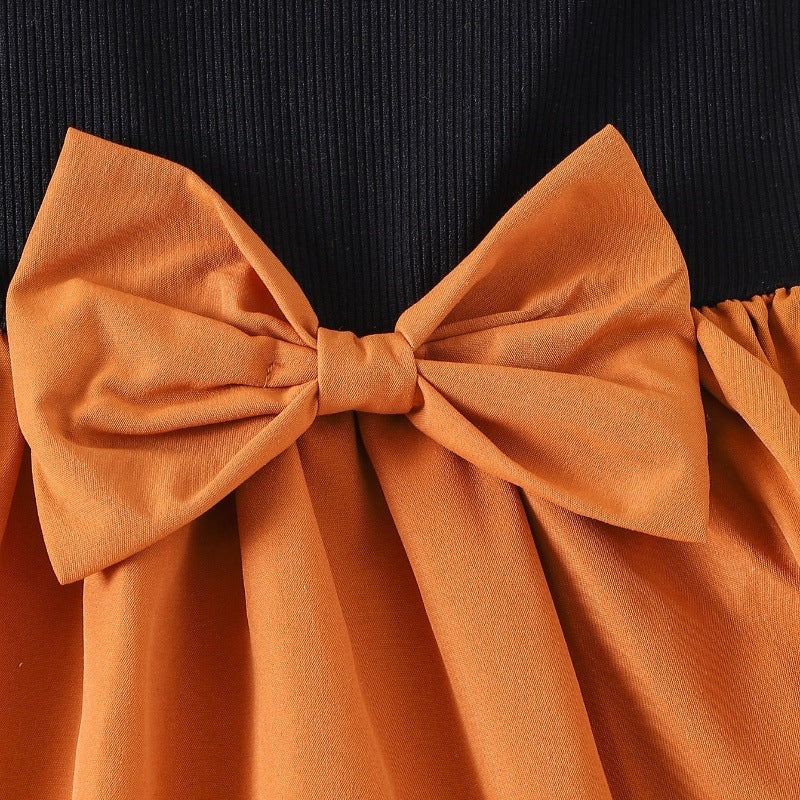 Children's clothing  cross-border fashion black top + brown skirt girl summer style