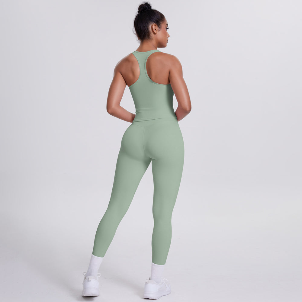 New racerback sports bra set - barely-there feel, compression fit, quick-dry, butt-lifting yoga outfit for outdoor running and fitness