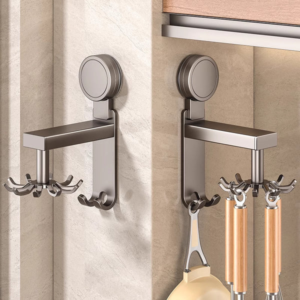 Suction cup kitchen rotating hook wall hanging rack spatula storage spoon hanger wall cutting board kitchen utensils free of punching