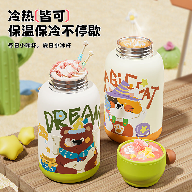 High-style 316 stainless steel insulated tumbler featuring cute graffiti and fun cartoon designs. perfect for kids, this portable outdoor water bottle keeps drinks hot or cold