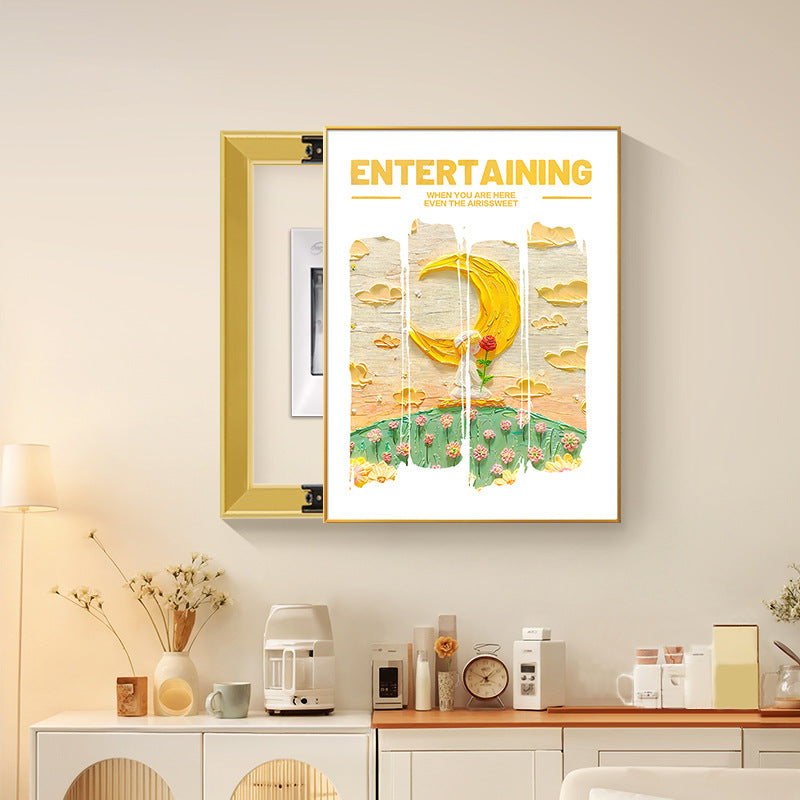 French Cream Wind Meter Box Decorative Painting Pink Vertical Moon Abstract Flower Advanced Inductor Box Block Painting