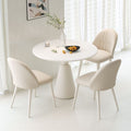 Cream style slate round table accessible luxury negotiation table and chair combination for home living room casual reception table and chair package wholesale