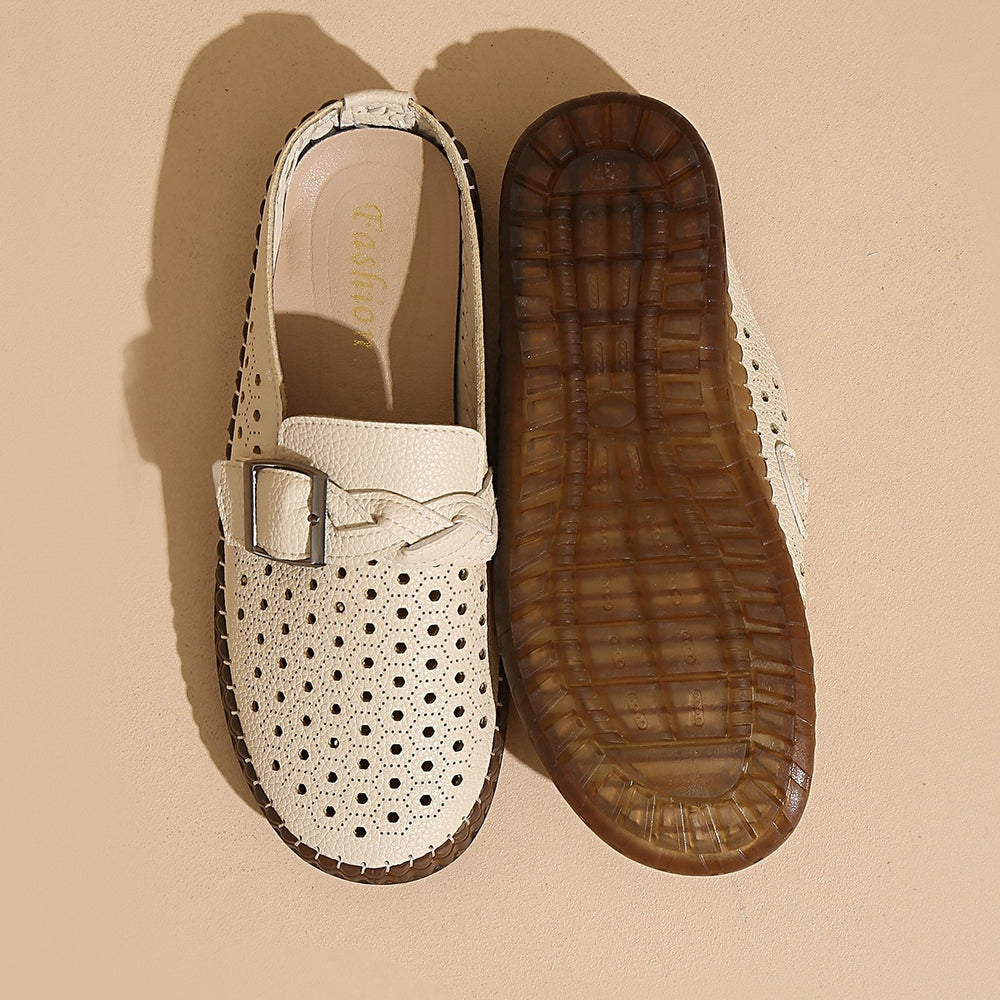 Women's fashionable perforated white sneakers - spring/summer  new collection - breathable, hollow-out design, plus size available