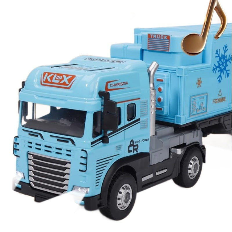 Kids' alloy big truck container transporter - boy's car model with sound & light - container refrigerated truck - cold chain truck