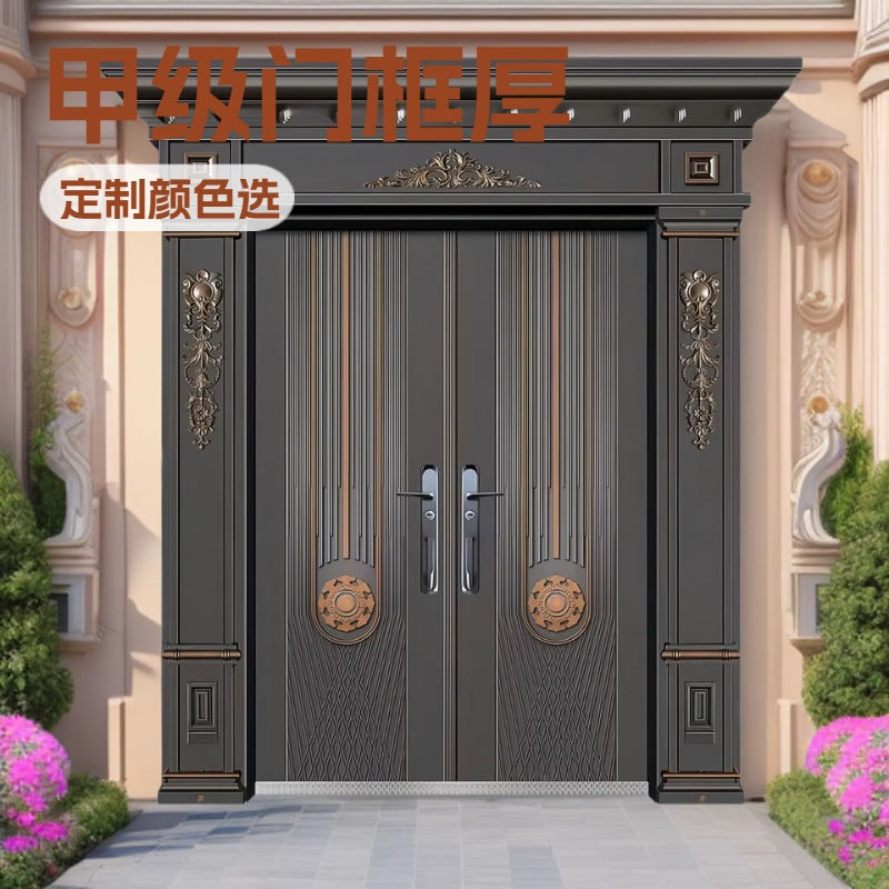 Magnesium alloy villa door, anti-theft door with door head and door pillar, class a sun protection function, abrasion resistant cast aluminum door entrance door