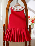 cross-border pastoral style girls' cute strawberry collar bow princess dress - exclusively for cross-border e-commerce