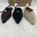 Za2025 winter new pointed-toe leopard print women's shoes - spring/autumn retro soft sole suede black commuter shoes