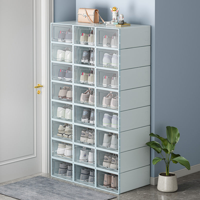 Folding shoe box household door shoe rack shoe storage box drawer type transparent shoe cabinet storage box saves space