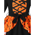 halloween girls' dress - bat pattern witch costume with party hat - halloween kids' dress