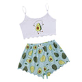 European and american summer women's sexy camisole top and shorts two-piece set - avocado print loungewear set - direct from the manufacturer