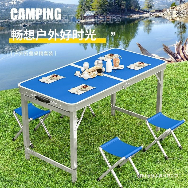 Outdoor foldable table portable camping picnic table night market stall street vendor retractable aluminum alloy foldable table